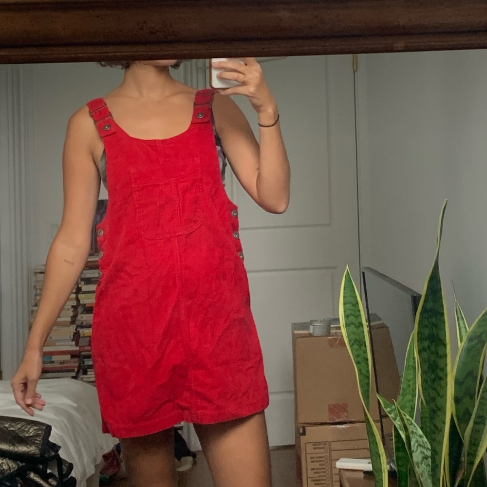 Red corduroy mini dress or shirt